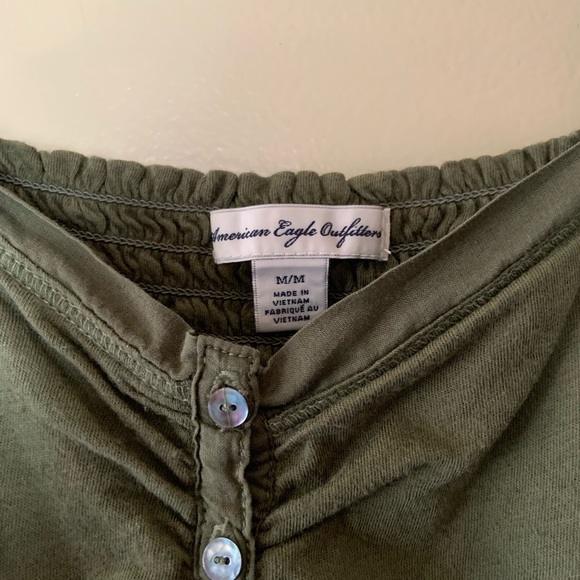SOLD American eagle olive green bustier peplum top - Picture 3 of 5